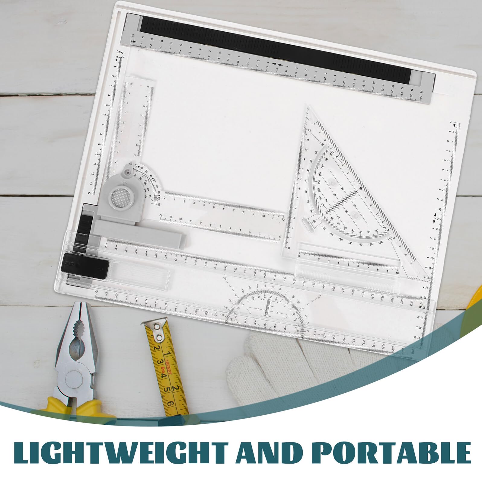 Zeichenbrett mit Präzisen Skalen und Linealen A4 aus Kunststoff Stabiles Tragbares Architektur Maltafel Satz für Skizzieren und Geometrische Perspektivzeichnungen