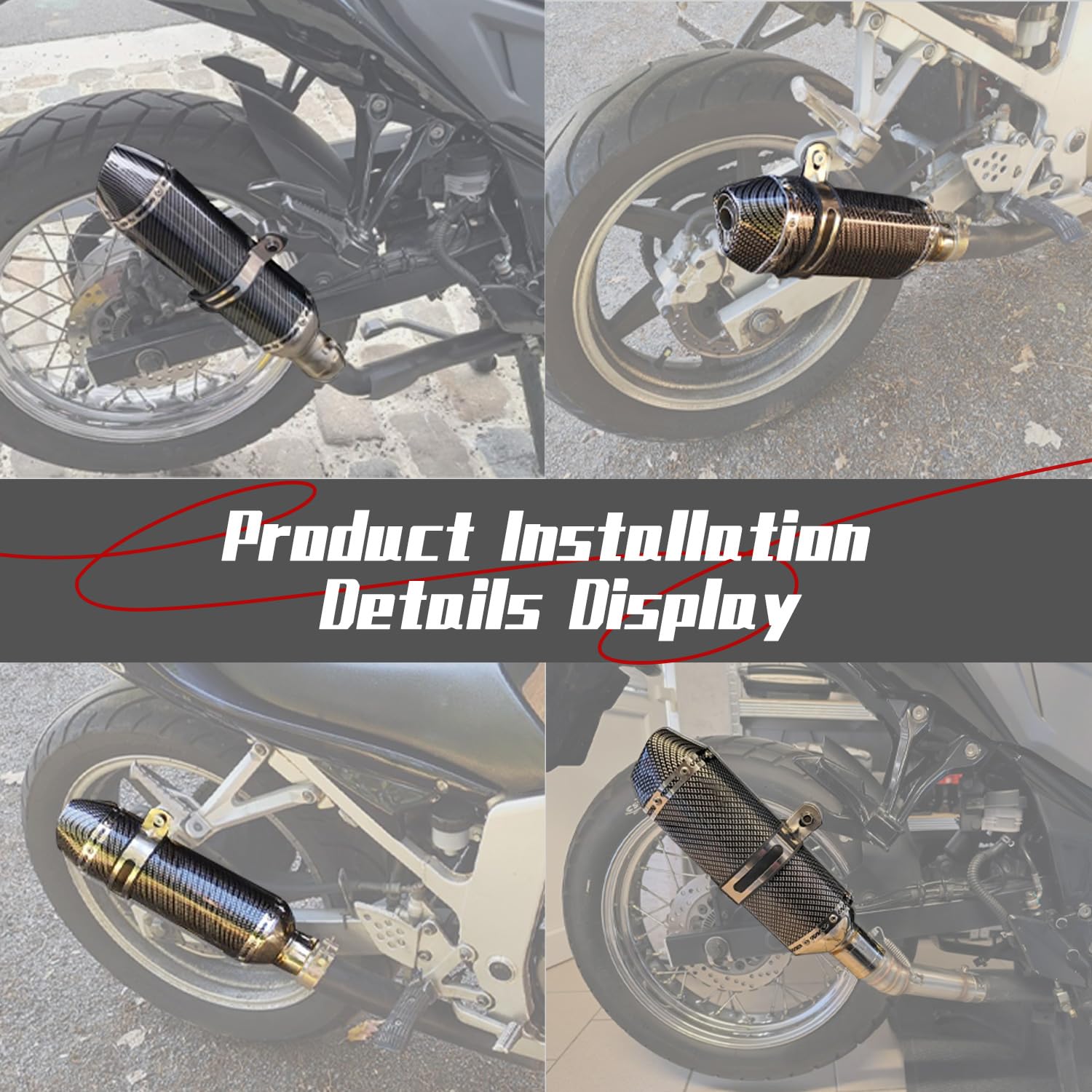 51mm Scarico Moto,Universal 1,5-2 Pollici Di Ingresso Slip On Tubo Di Scarico per Street Bike Moto Scooter