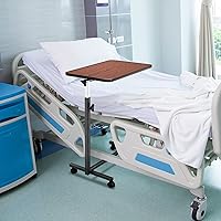 Vista 2 de Mesa inclinable para colocar sobre la cama, mesa de noche ajustable multifuncional, mesita de noche ajustable médica con ruedas y freno para uso