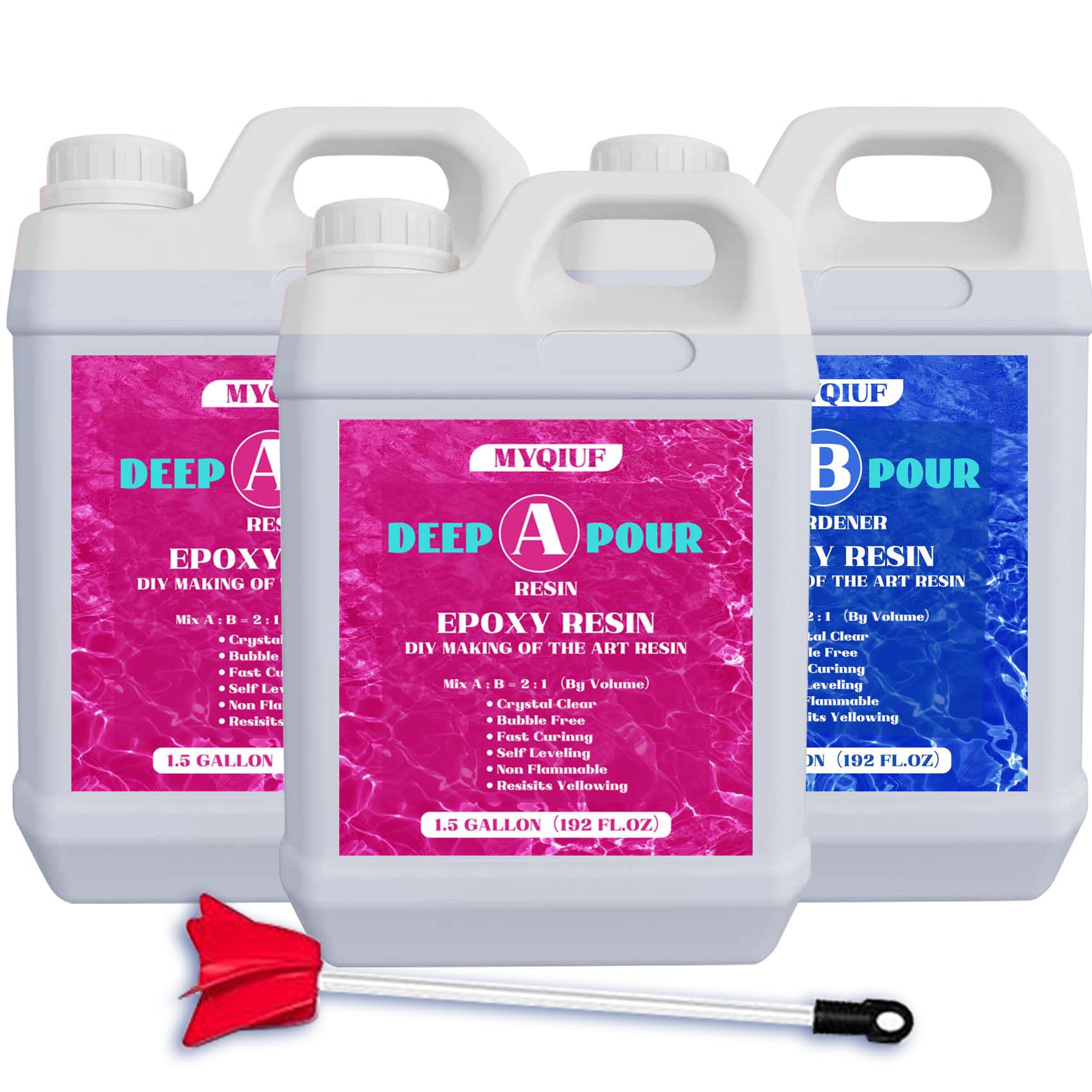 Deep Pour Epoxy Resin, 4.5 Gallon Epoxy Resin Kit Crystal Clear Not Yellowing High-Gloss No Bubble Self Leveling for DIY Molds Wood River Table Flower Preservation Top Mold Crafts Mix 2:1 Ratio
