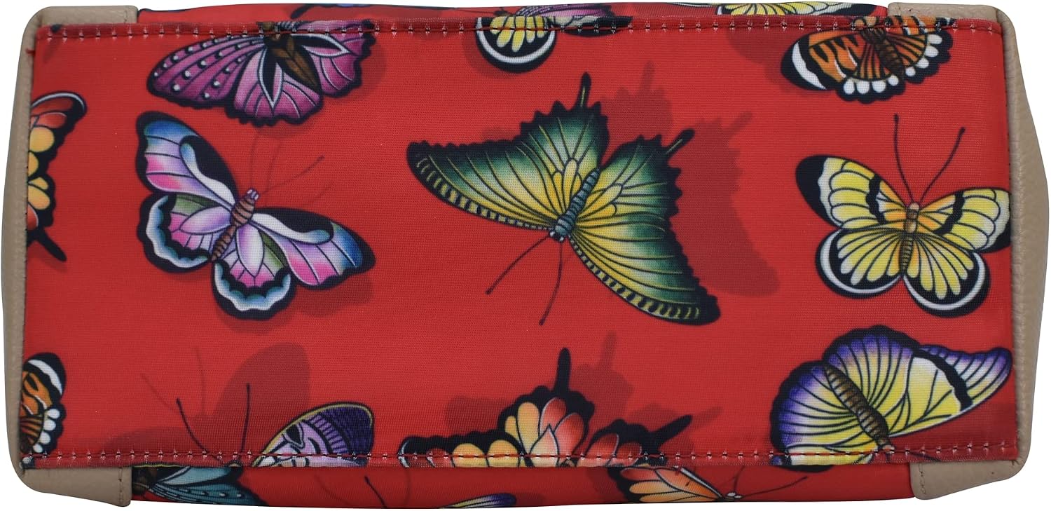 Anuschka Dome Cosmetic Bag - Wanderlust Collection - Nylon Fabric with Genuine Leather Trim and Artwork Print