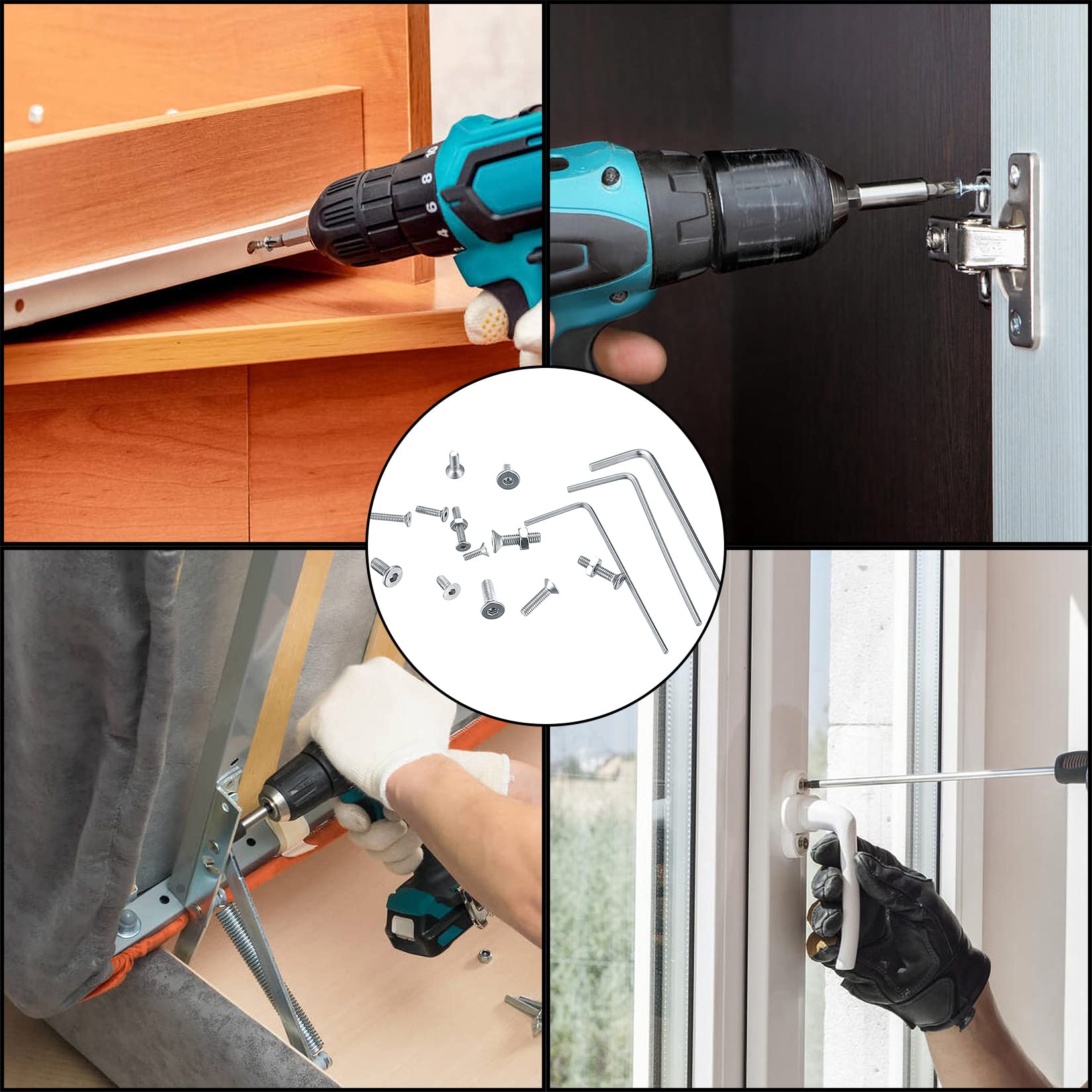wugongshan 570 Pezzi Viti Bulloni e Dadi a Testa Esagonale, M2 M2.5 M3 Viti a Testa Svasata Esagonale Cilindrica con Esagono Incassato Assortimento Kit per Mobili Garage Casa