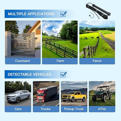 Miniatura 5 de X X-HOUSE Sensor de vehículo de entrada para abridor automático de puerta Kit de sensor de salida de vehículo, varilla de salida con cable, detector