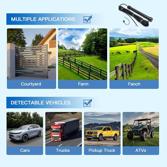 X X-HOUSE 2026 Upgrad Universal Wired Driveway Vehicle Exit Sensor Exit Wand for Automatic Gate Opener Car Detector with 50ft Cable,Work with JUJIANG,Mighty Mule,Ghost Controls,LiftMaster,TOPENS,Gyxel