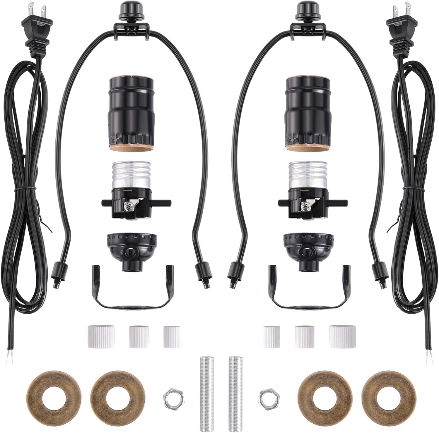 Canomo 2 Sets Black Lamp Wiring Kit Includes All Adapters and Side Hole Lamp Socket Allow You to Make a Unique Bottle Lamps