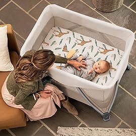 BROLEX 2 Pack Mini Crib Sheets, Stretchy Portable Fitted Playard Sheet Set, Convertible Playard Mattress Cover, Ultra Soft Breathable Material, Giraffe Leaf