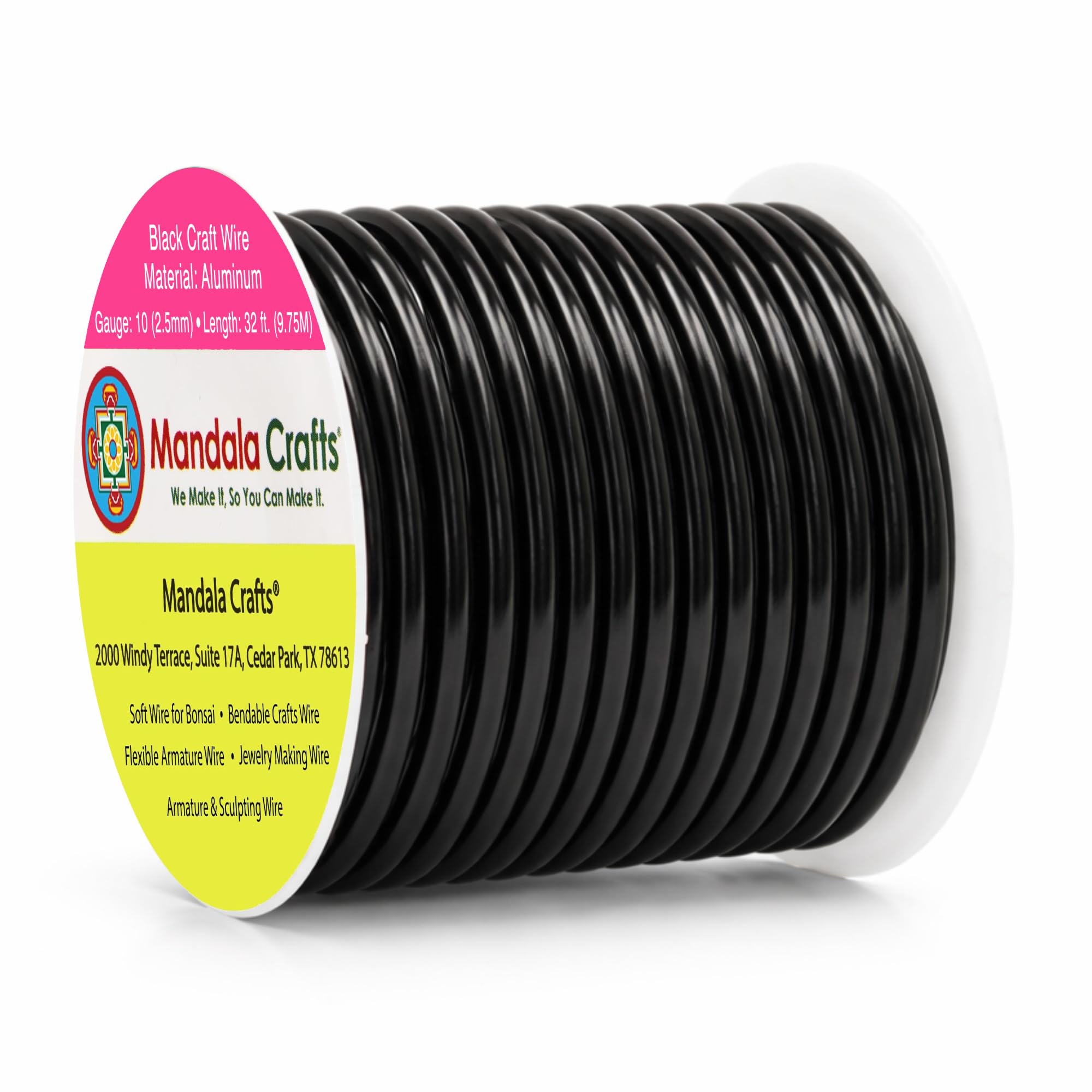 Mandala Crafts 10 Gauge Black Anodized Aluminum Craft Wire, 32 FT