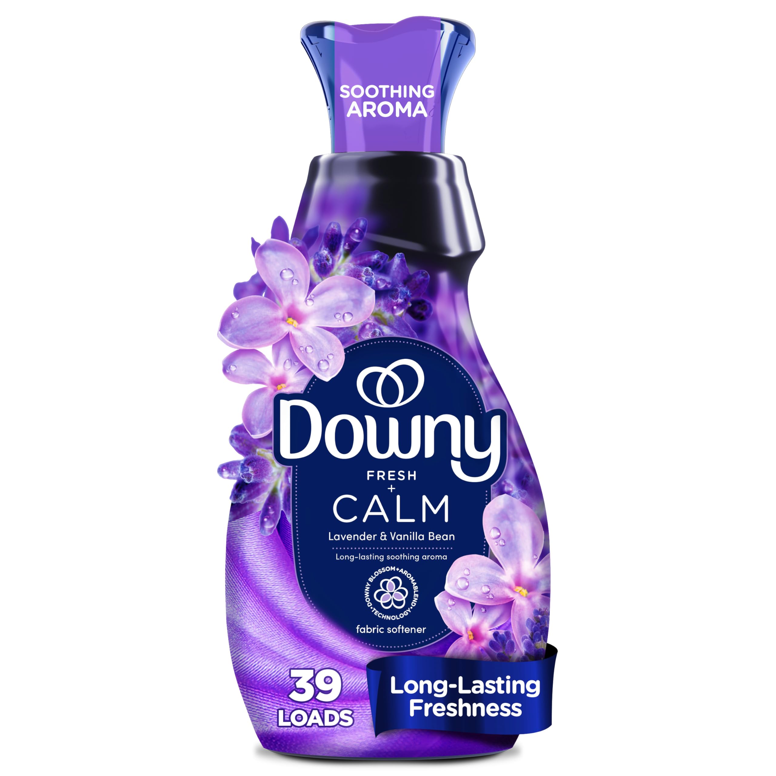 Downy Ultra Soft Fabric Softener Liquid, Calm, Lavender and Vanilla Bean, 26 fl oz, 39 Loads