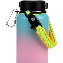 Wongeto Paracord Handle- Survival Strap Cord with Safety Ring and Carabiner - Compatible with Hydro Flask Wide Mouth Water Bottles 12oz - 64 oz Sport Water Bottle Strap Carrier