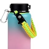 Wongeto Paracord Handle- Survival Strap Cord with Safety Ring and Carabiner - Compatible with Hydro Flask Wide Mouth Water Bottles 12oz - 64 oz Sport Water Bottle Strap Carrier