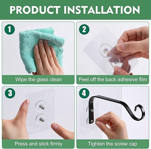 Miniatura 6 de DECOHS 3 ganchos para colgar comederos de pájaros en ventana, ganchos fuertes para colgar comederos de pájaros, soporte para comederos de pájaros