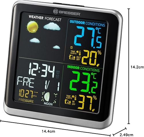 BRESSER Station Météo ClimaTemp avec Ecran LCD Argent et Noir - 10