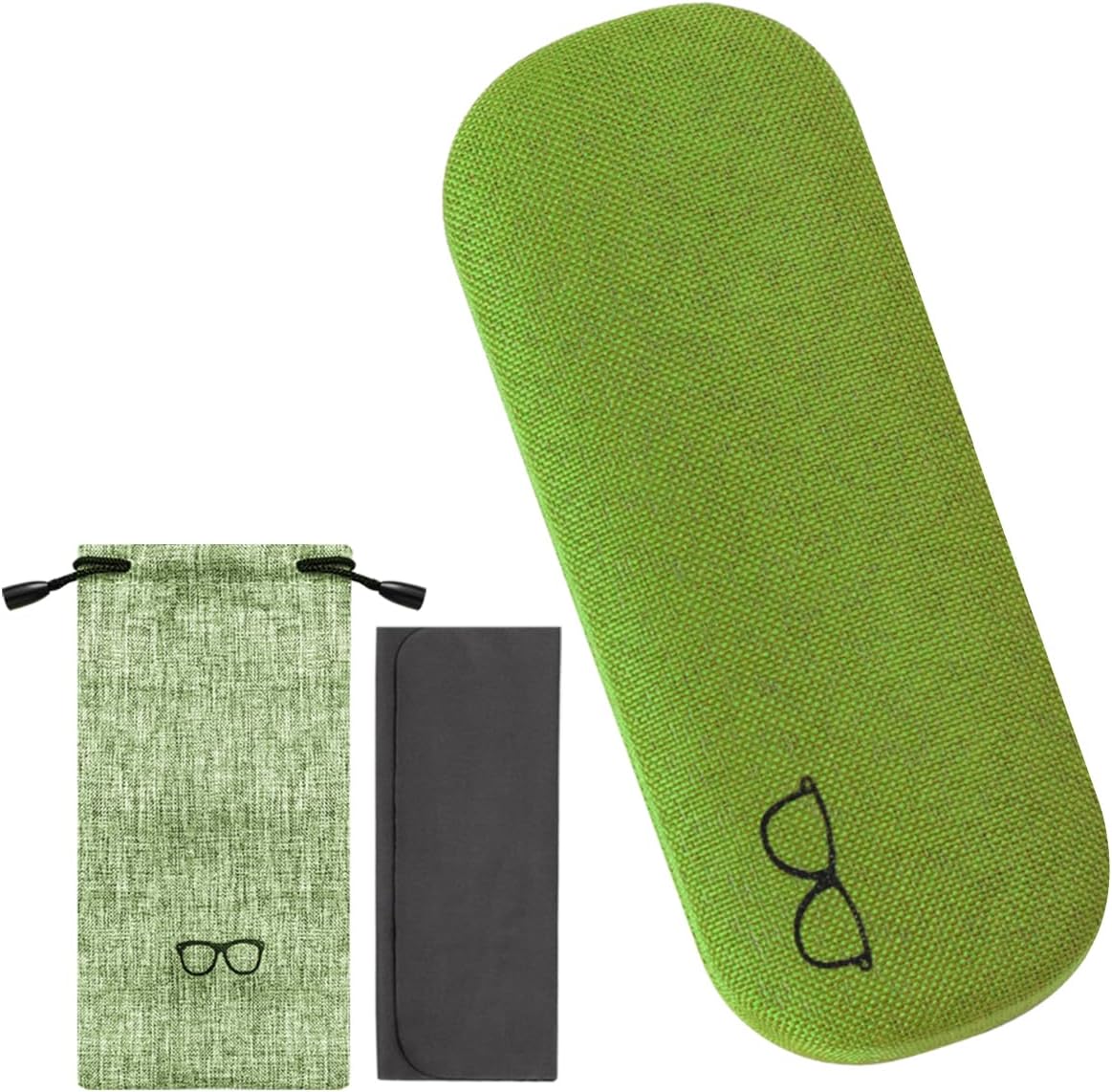 YOSE Glasses Case Hard Shell with Pouch and Cloth – Travel Sunglasses Case, Hard Eyeglass Case for Men & Women (Green)