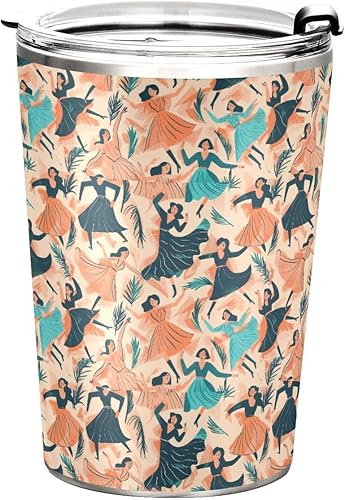 Miniatura 8 de Color Oil Painting Sense Dancer Stainless Steel travel coffee cup with Straw Lid 20oz coffee mug for coffee portable insulated tumbler with lid