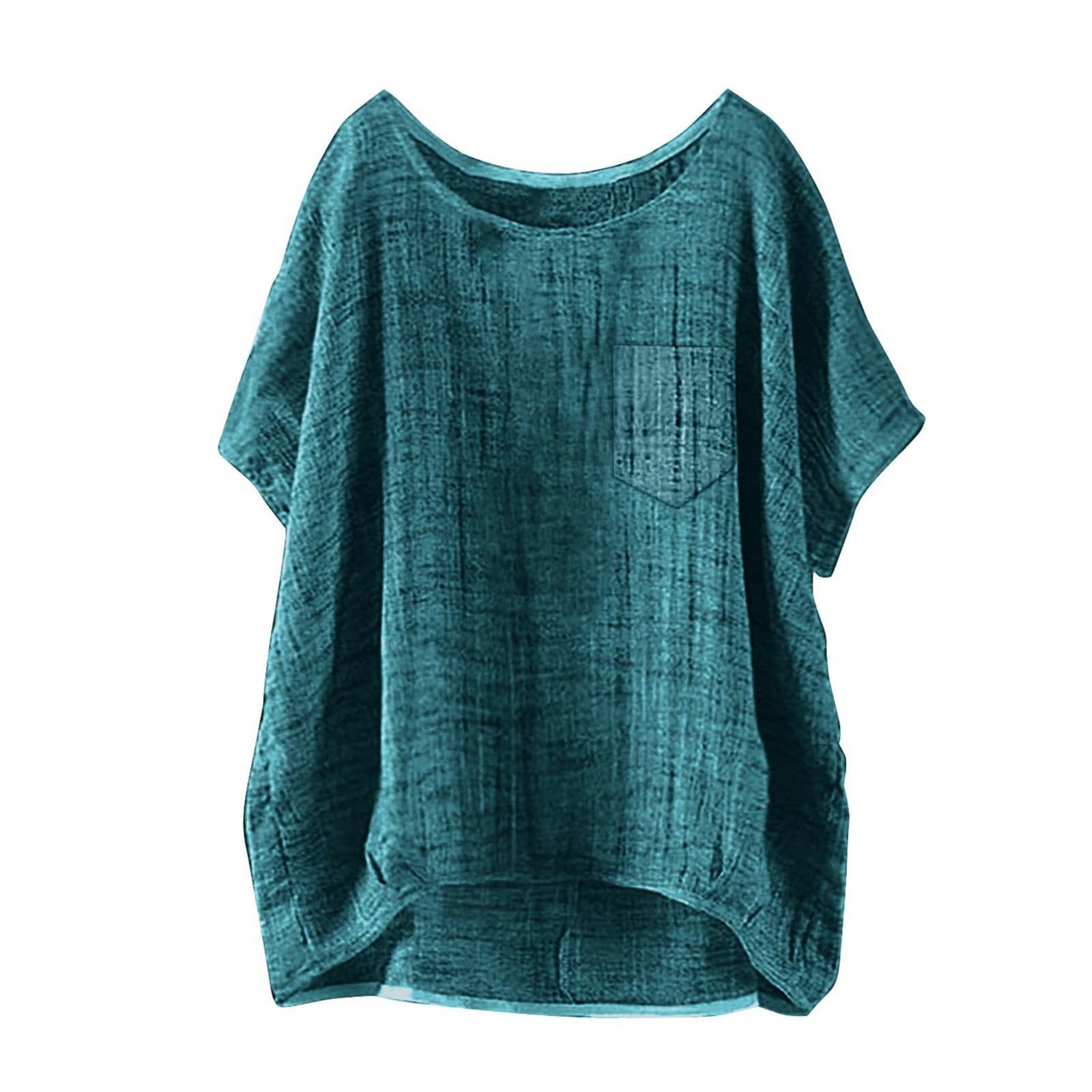 Chemisier Femme Populaire Eté Manche Courte Tshirts Grandes Tailles Cycliste Solid Shirt Lousse Col Rond