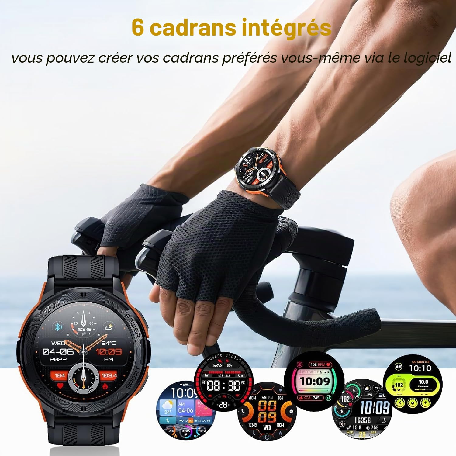 OBA Oukitel BT10 Montre connectée pour Homme avec appels Bluetooth, écran AMOLED de 1,43", Batterie 410 mAh, étanche 5 ATM avec Moniteur de fréquence Cardiaque, Moniteur de Sommeil pour Android iOS,