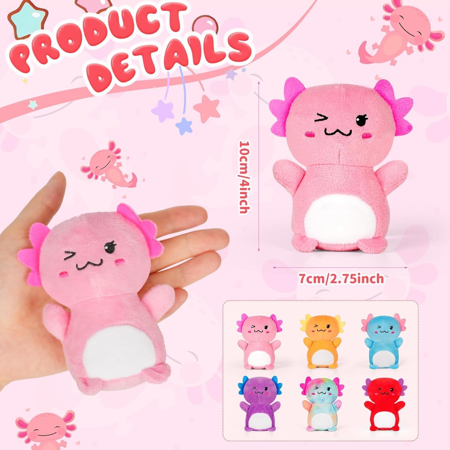 Valentine's Day Axolotl Plush Toy Gift Set -12 Piece Cute Plush Animal Series, Sweet Gift for Girlfriend, Boyfriend or Best Friend, Valentine's Day Party Fillers Axolotl Gifts ﻿﻿﻿ - Image 2