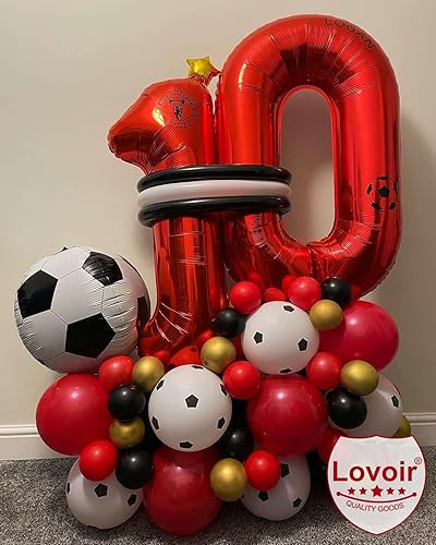 Miniatura 4 de Lovoir Globo rojo de 40 pulgadas, 10 dígitos gigantes, de papel de aluminio de Mylar para helio para fiesta de cumpleaños de 10 años, decoración de