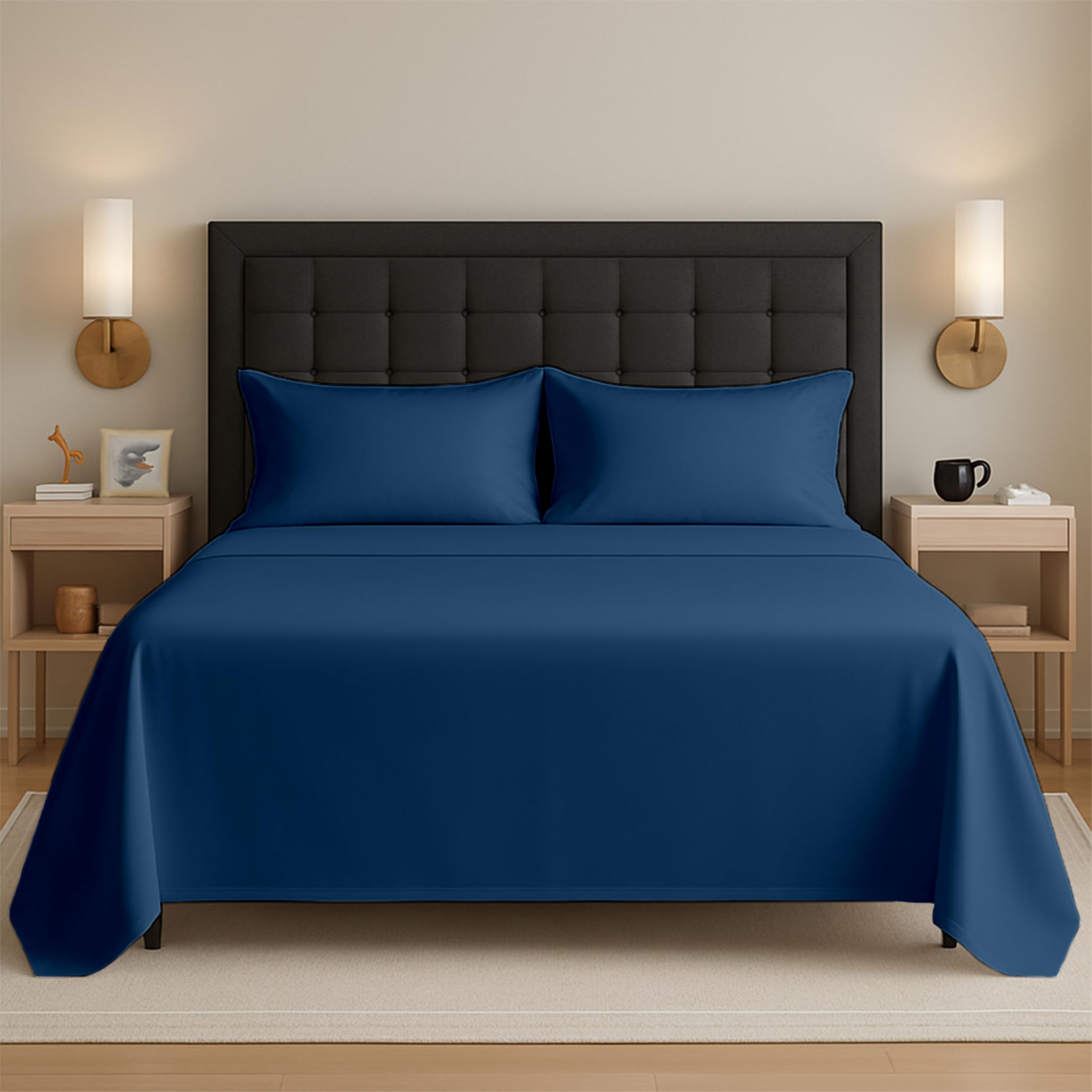 Egypto Easy Care Super King Flat Sheet – Breathable & Hypoallergic Flat Sheets – Shrinkage & Fade Resistant Flat Bed Sheet Royal Blue — image 1