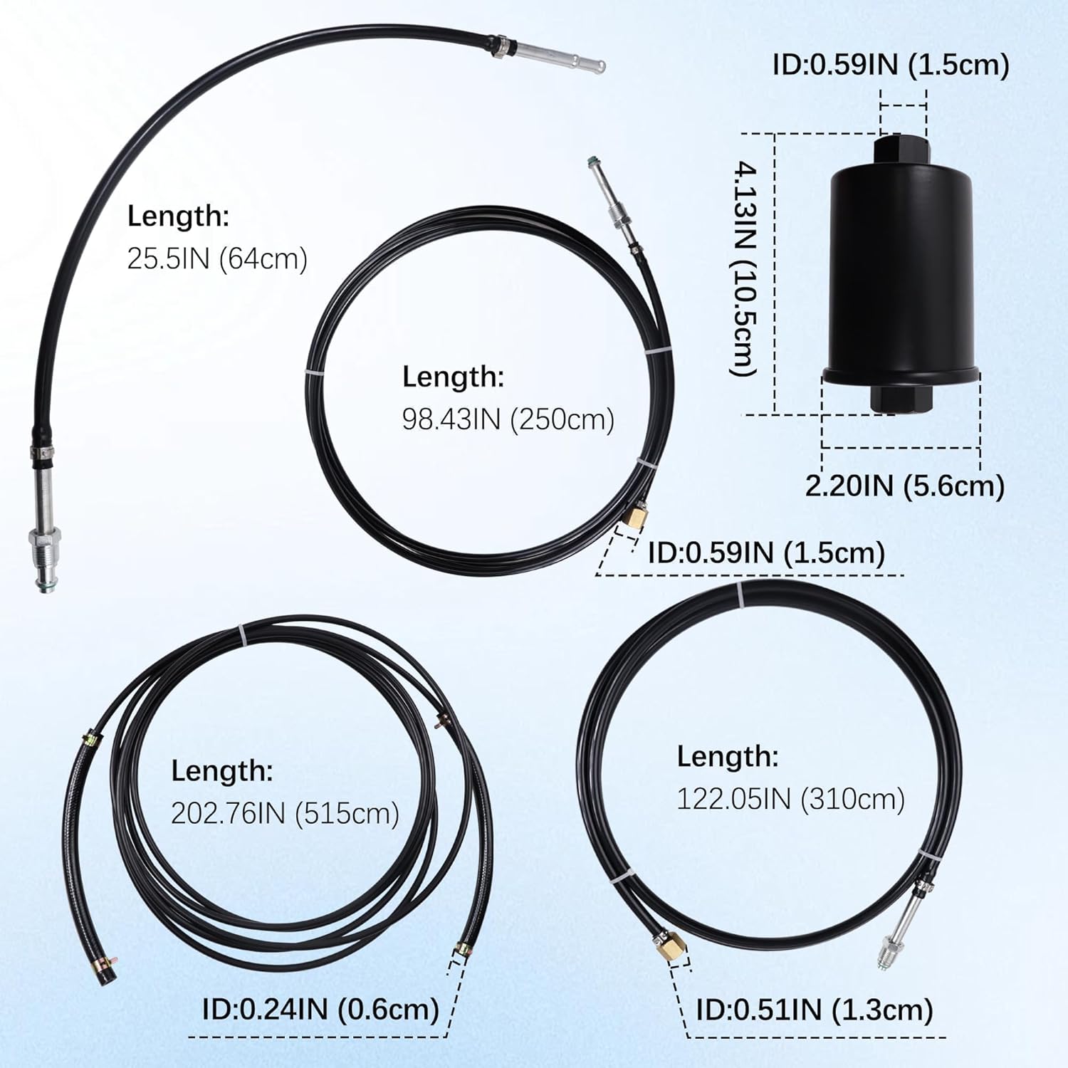 NFR0013 Nylon Fuel Line Compatible With Chevrolet GMC Trucks 1988-1997 C1500 C2500 C3500 K1500 K2500 K3500 Flexible Stainless Steel Braided Fuel Hose Set GM23B, FL-GM22B, FL-GM22B-T