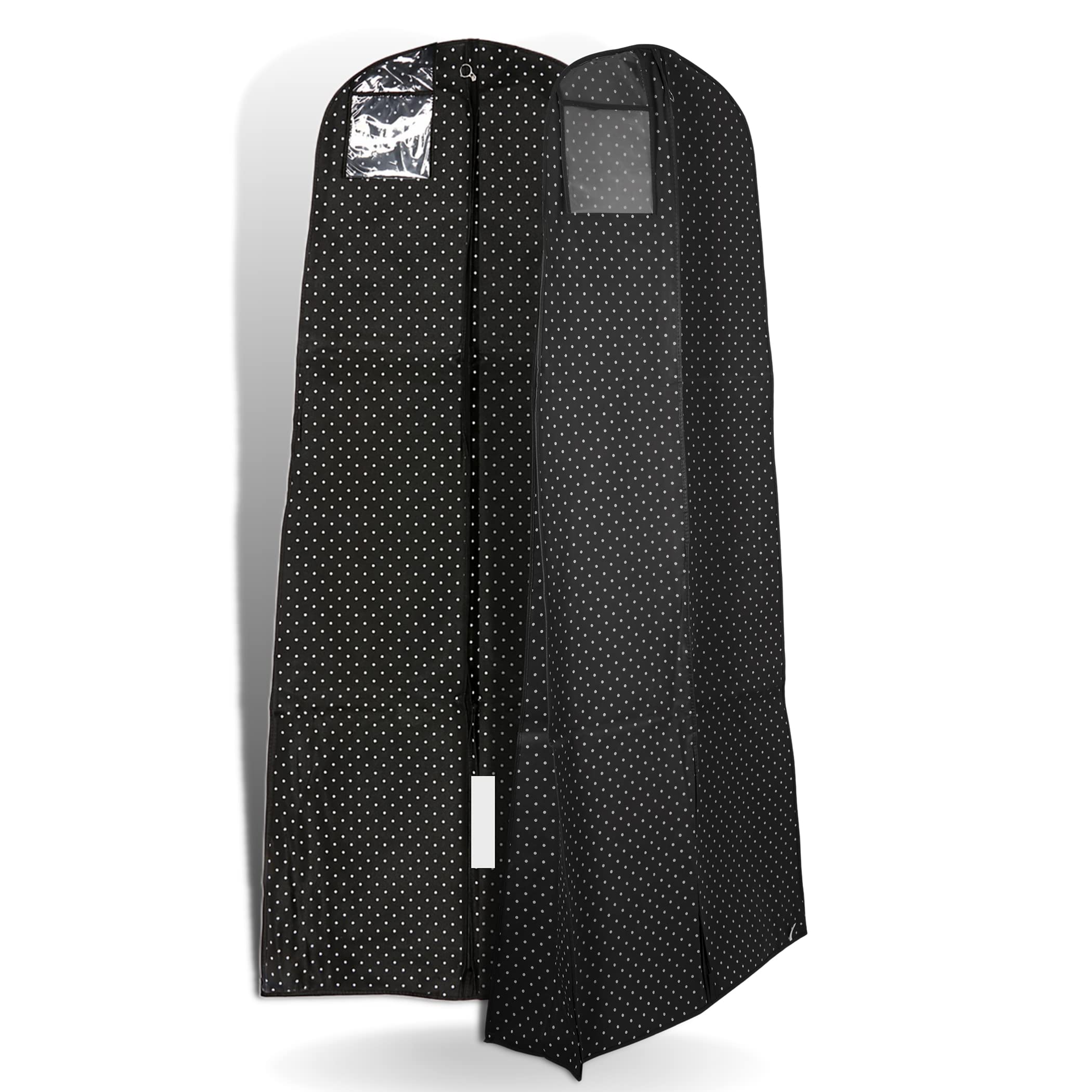Hoesh International Black Polka Hoesh72" Dot Breathable Wedding Bridal Gown Prom Dress Garment Cover Bags Protector With 8" Tapered Gusset