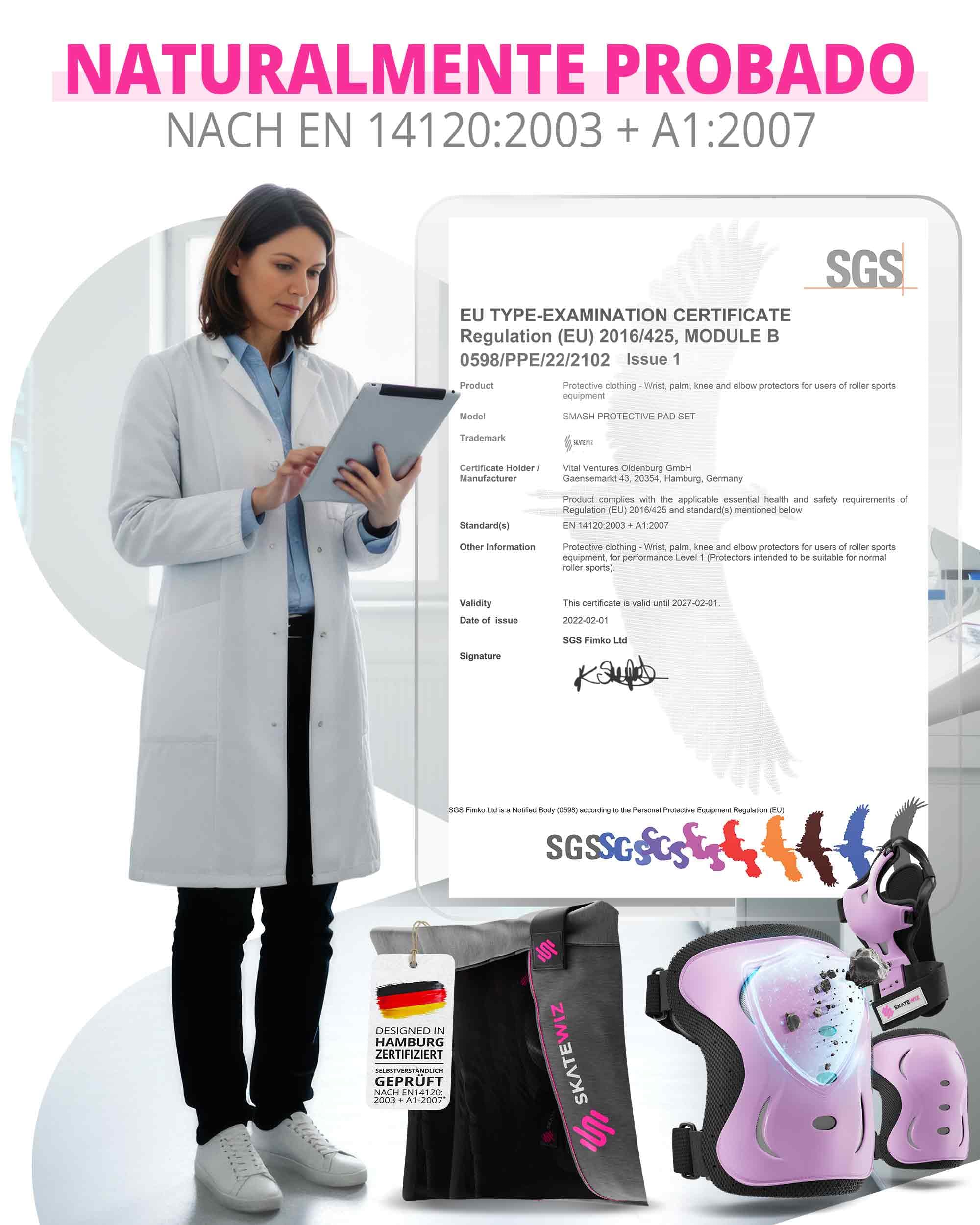 SKATEWIZ Protecciones Patines Set - Para Niño, Niña, Adolescentes y Adultos [6 piezas] con Rodilleras y Coderas Muñequeras - Protecciones Patines Niño - 5