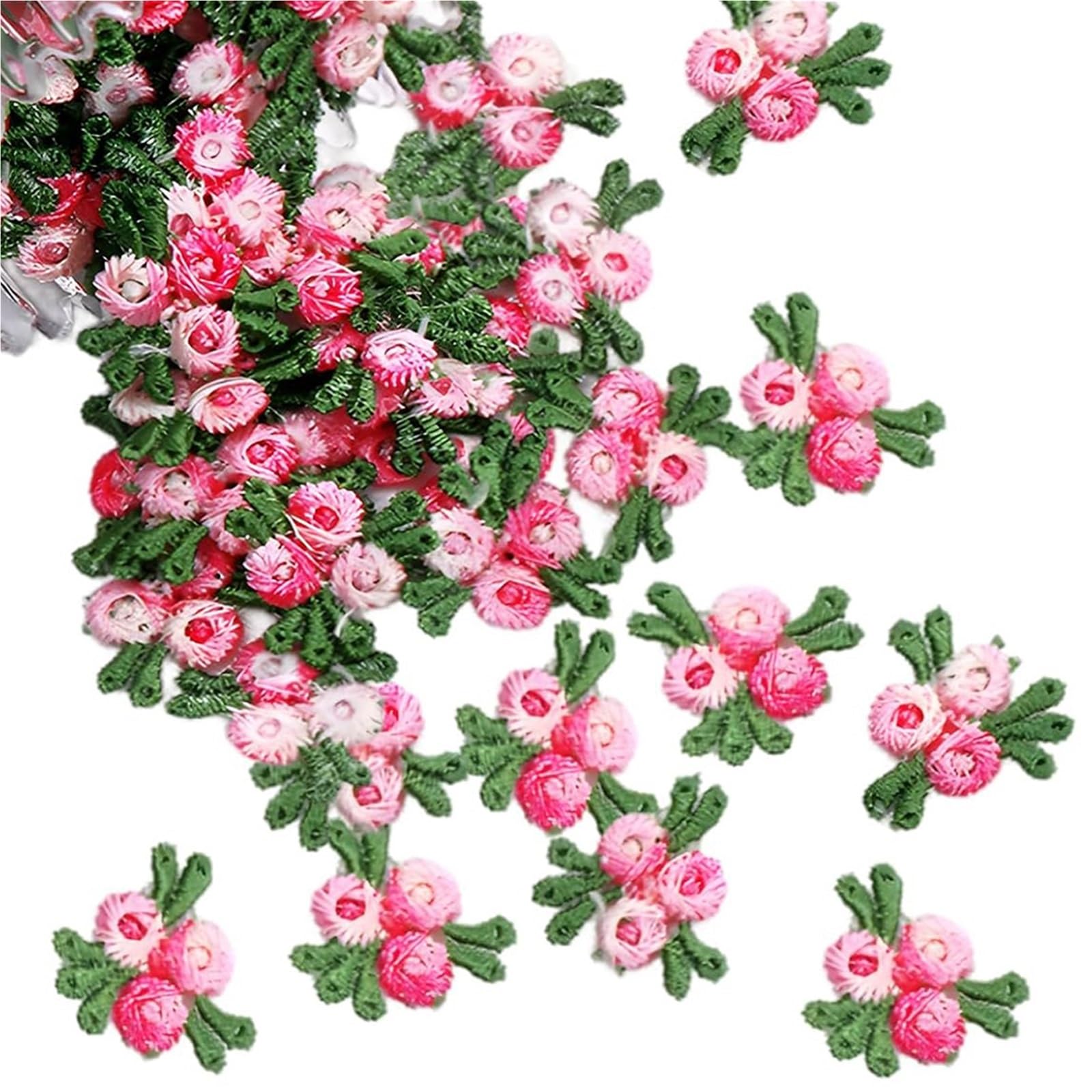 Wtaxbh Rose Pink Iron On Patches 300 Pieces Of Multi-Color Embroidery Flower Patches Sewing Supplies Diy Clothing Accessories Repair 2Cm Wide(Rose Pink)