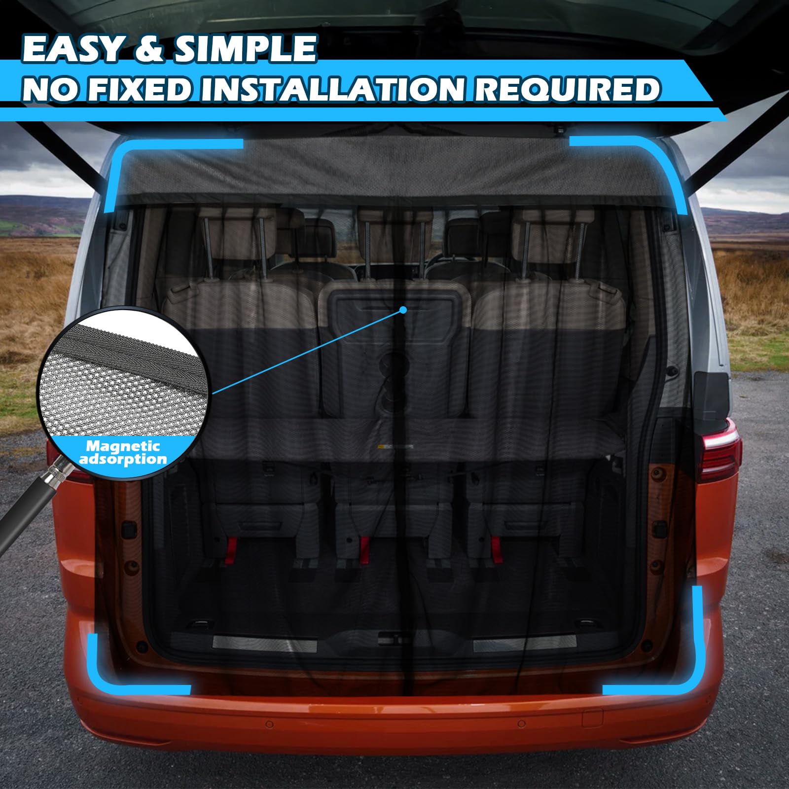 ZWPARTS Moustiquaire Magnétique Personnalisée pour 2018-2025 Citroën Berlingo pour Porte Arrière, Moustiquaire Van pour Porte Arrière, Moustiquaire avec Fermeture éclair sur Porte Centrale