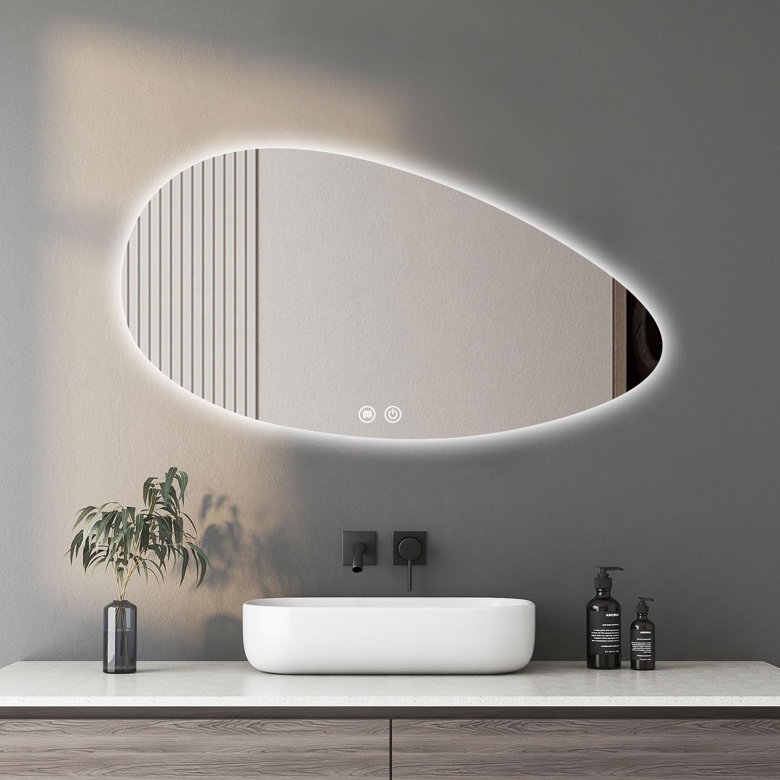 FGXHHS LED with Lights, for Bathroom, Anti-Fog Dimmable Backlit Vanity Mirror, 3 Color Temperatures, Touch Control, Tempered Glass, ETL Listed 60x90cm/23.6x35.4in
