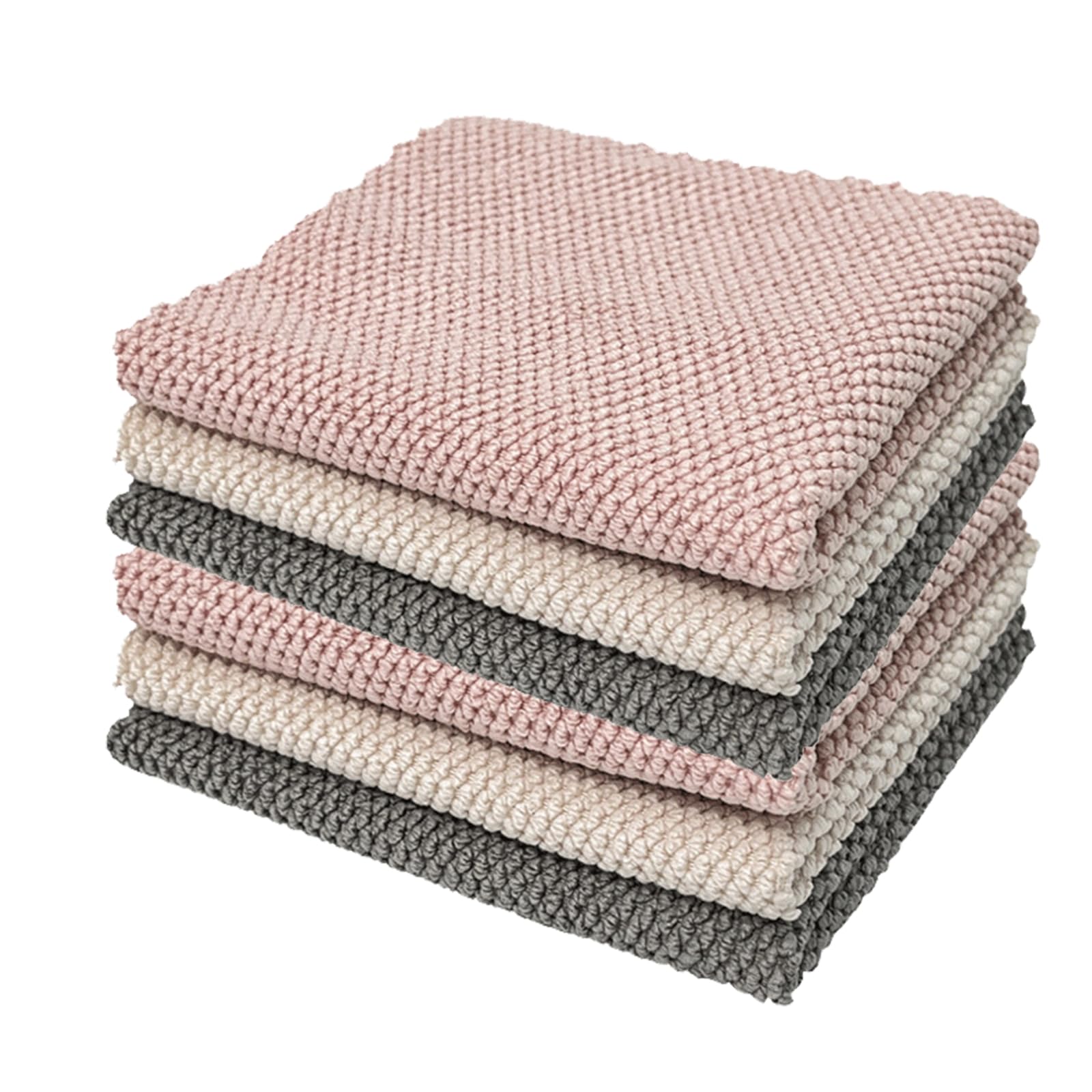 Generisch Panni per la pulizia della cucina, spessi e assorbenti, in microfibra, con occhiello per appendere, 30 x 40 cm, beige, grigio, rosa, confezione da 6
