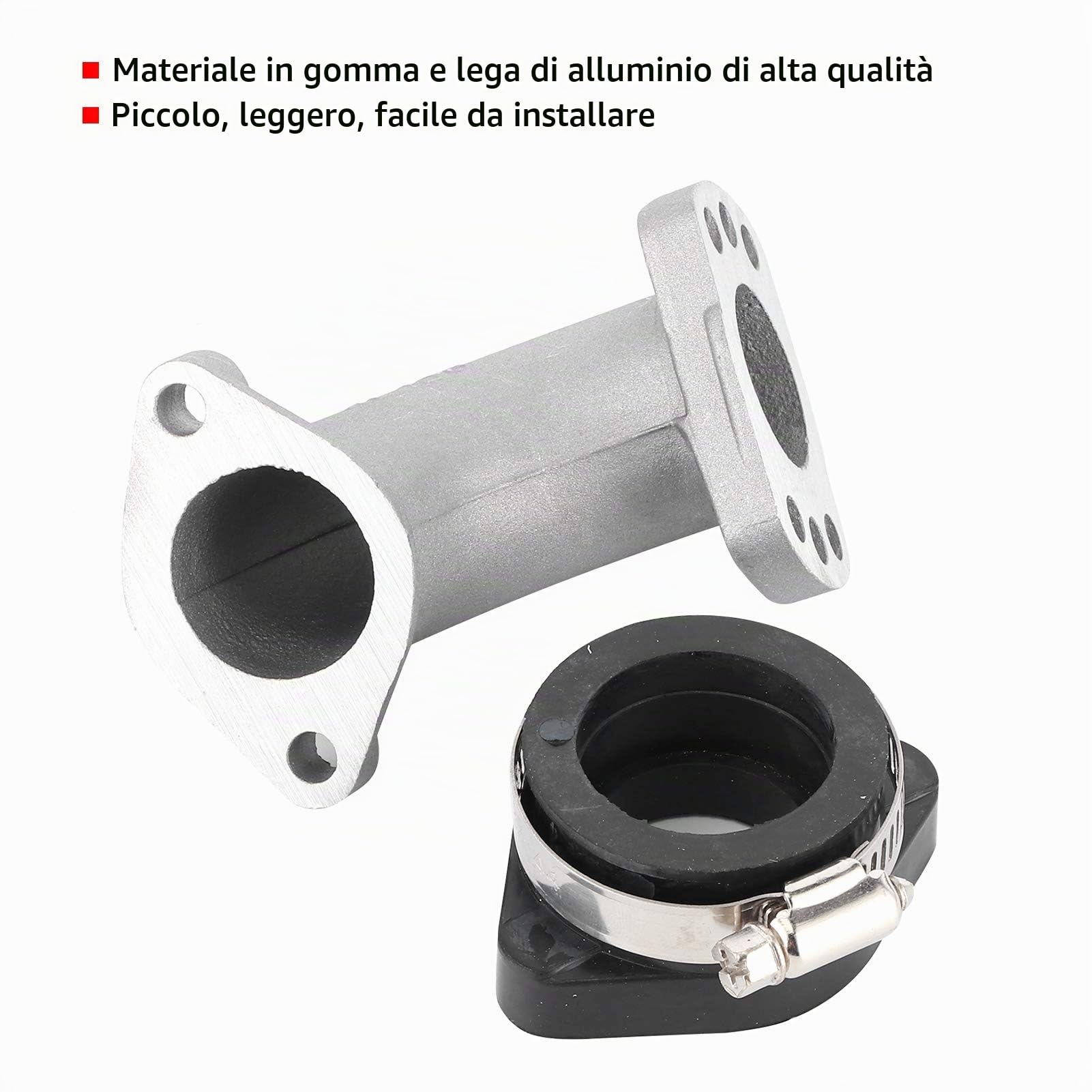 Collettore in Gomma Carburatore, con Tubo di Aspirazione in Lega di Alluminio, Adattatore Collettore Carburatore per VM22 VM24 OKO KOSO PE24 PE26 PE28