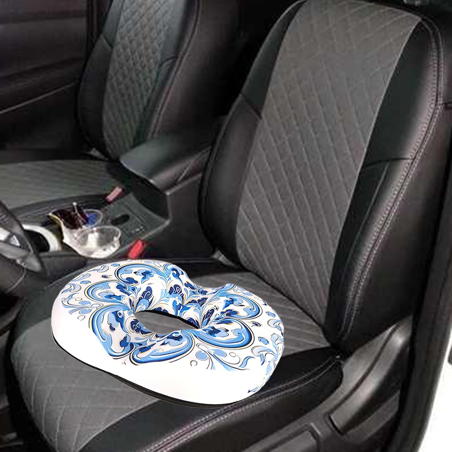 Chinoiserie Flowers Donut Pillow for Hemorrhoids Seat Cushion for Tailbone Pain Relief - Chinoiserie Decor Home Office Chair Cushion for Long Sitting Work - Memory Foam Car Cushions for Driving Butt