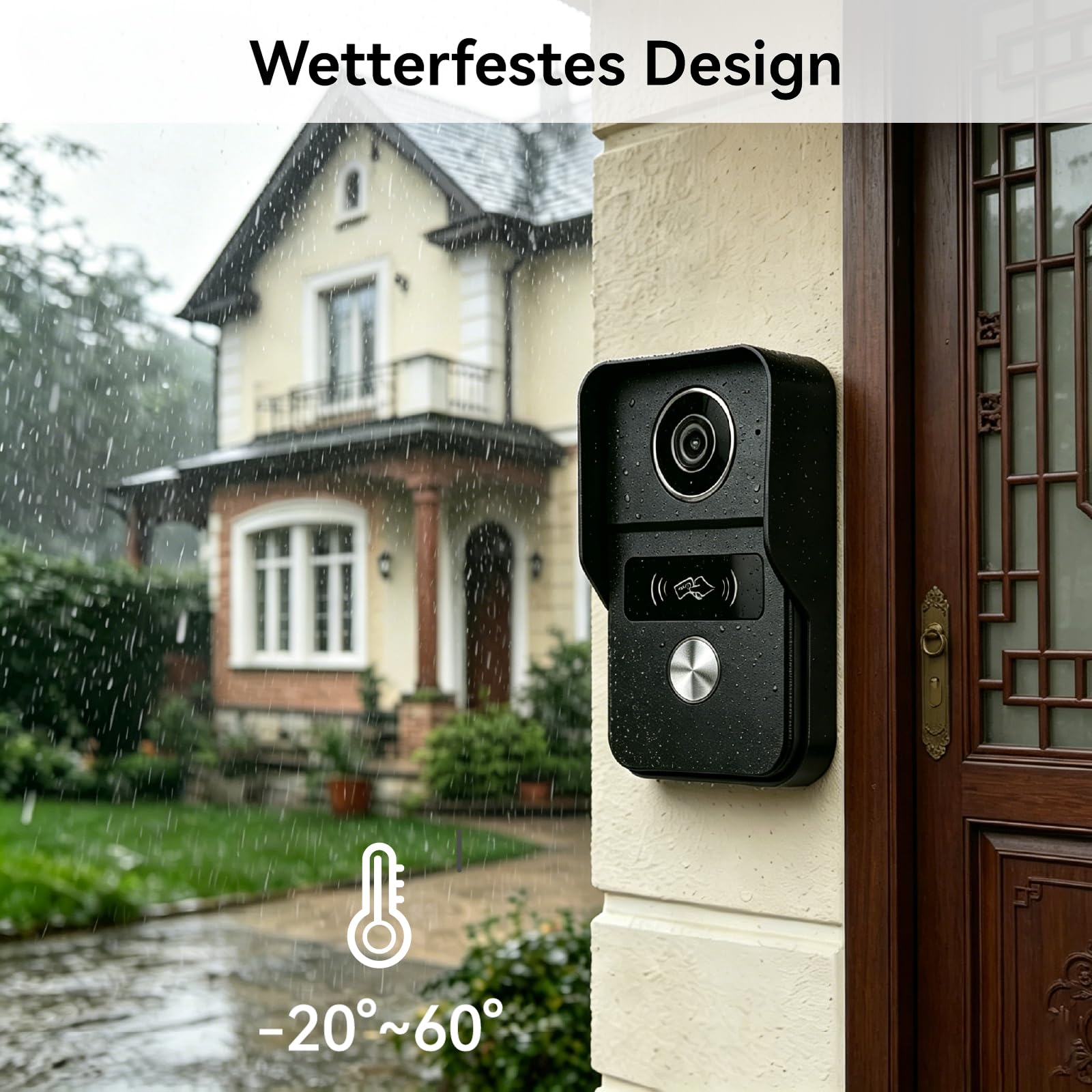 Video-Türsprechanlage, 2 Draht WiFi Türklingel mit 7" Farb-Touchscreen, 1080p Nachtsicht und Zwei-Wege-Audio, Gegensprechanlage mit Fernentriegelung, wifi6 2.4G/5G, KW02-IP7 Schwarz