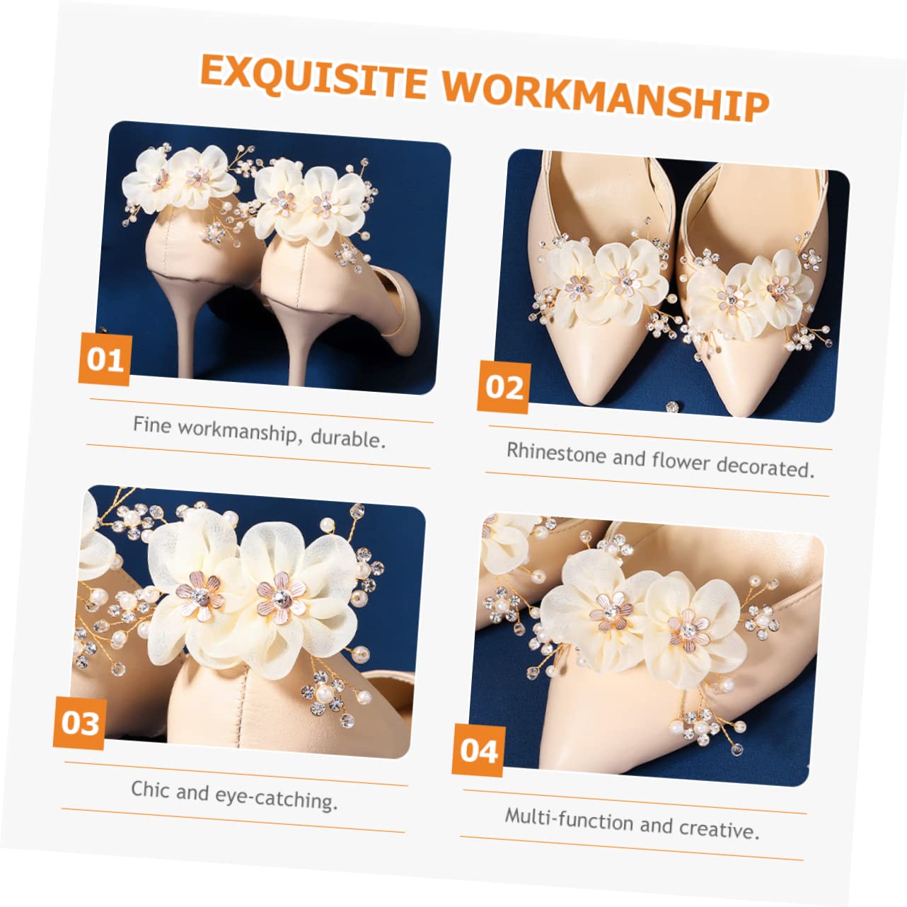 SOIMISS 6pezzi Clip Per Scarpe Da Sposa Con Fiori e Strass Decorazioni Eleganti Per Cerimonie Nuziali Accessori Rimovibili Per Scarpe Raso Sandali e Décolleté