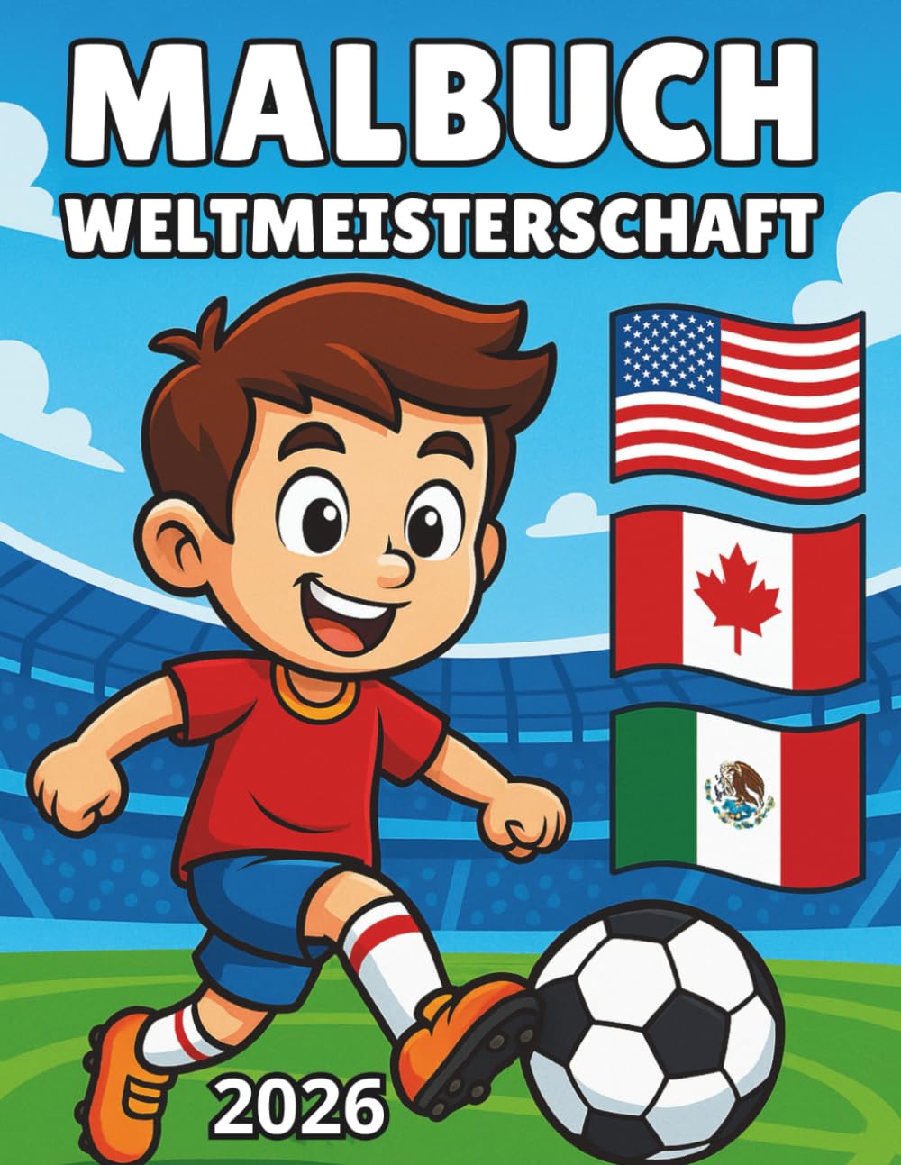 Malbuch Weltmeisterschaft 2026: 52 lustige Bilder voller Fußball Abenteuer