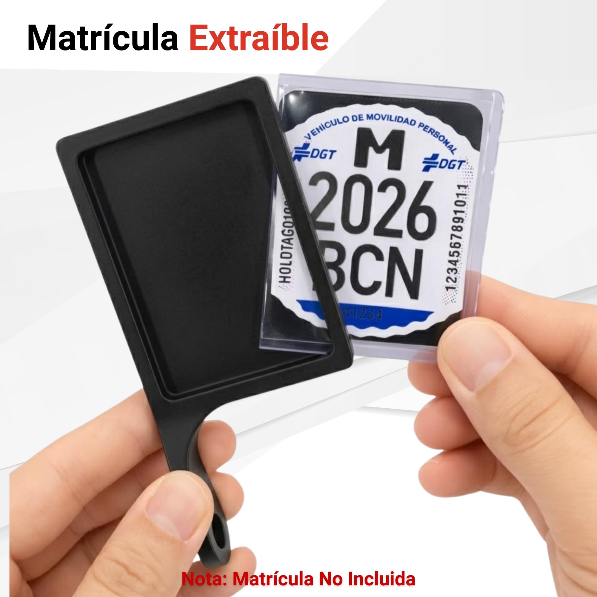 Portamatrícula para Patinete Eléctrico VMP Universal, Soporte Flexible de Placa Identificativa con Fijación por Tornillo, Protector Transparente Extraíble, Accesorio para Scooter (Lado Derecho) — view 5