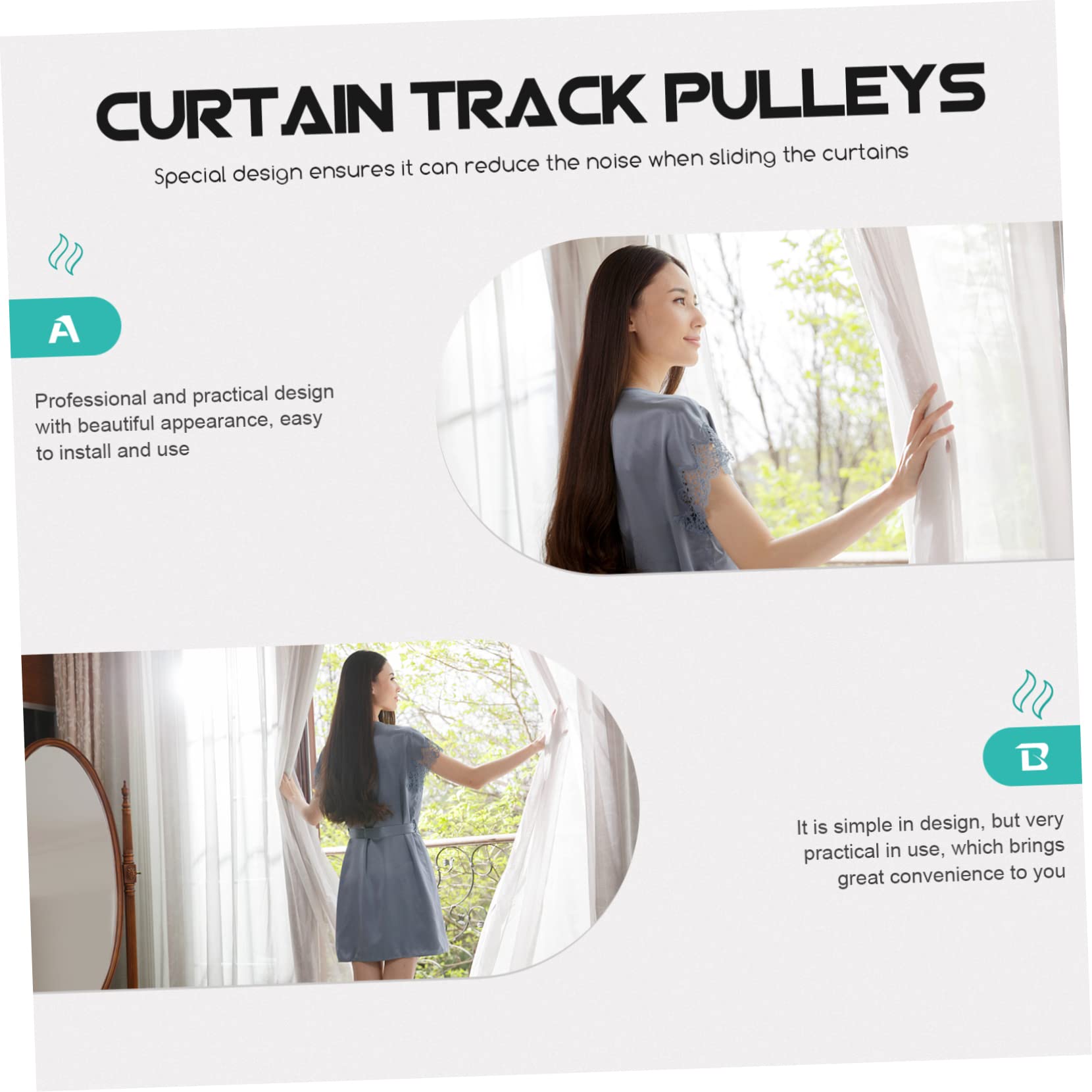 MAGICLULU 5 Sätze Zubehör Für Vorhangrollen Schiene Rollgleiter Für Vorhänge Zubehör Für Heimvorhänge Flexible Spur Fenster Gardinenhakenrolle Rad Für Gardinenläufer Plastik 12 Stück * 5