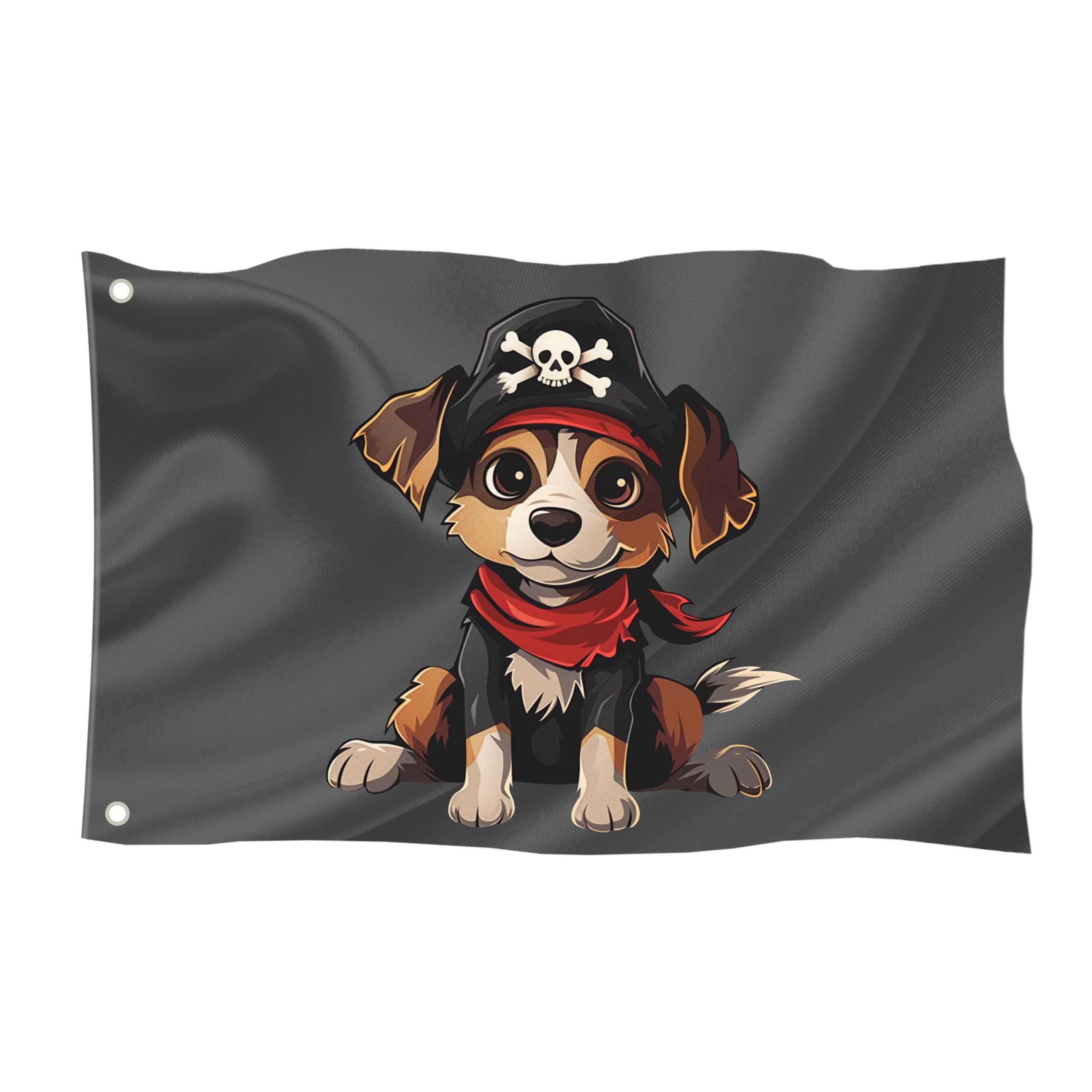 Pirate Flag in Various Sizes, Weatherproof with Eyelets, Outdoor and Indoor, Flag for Flagpole 100% Polyester (Pirate Dog 1, L)