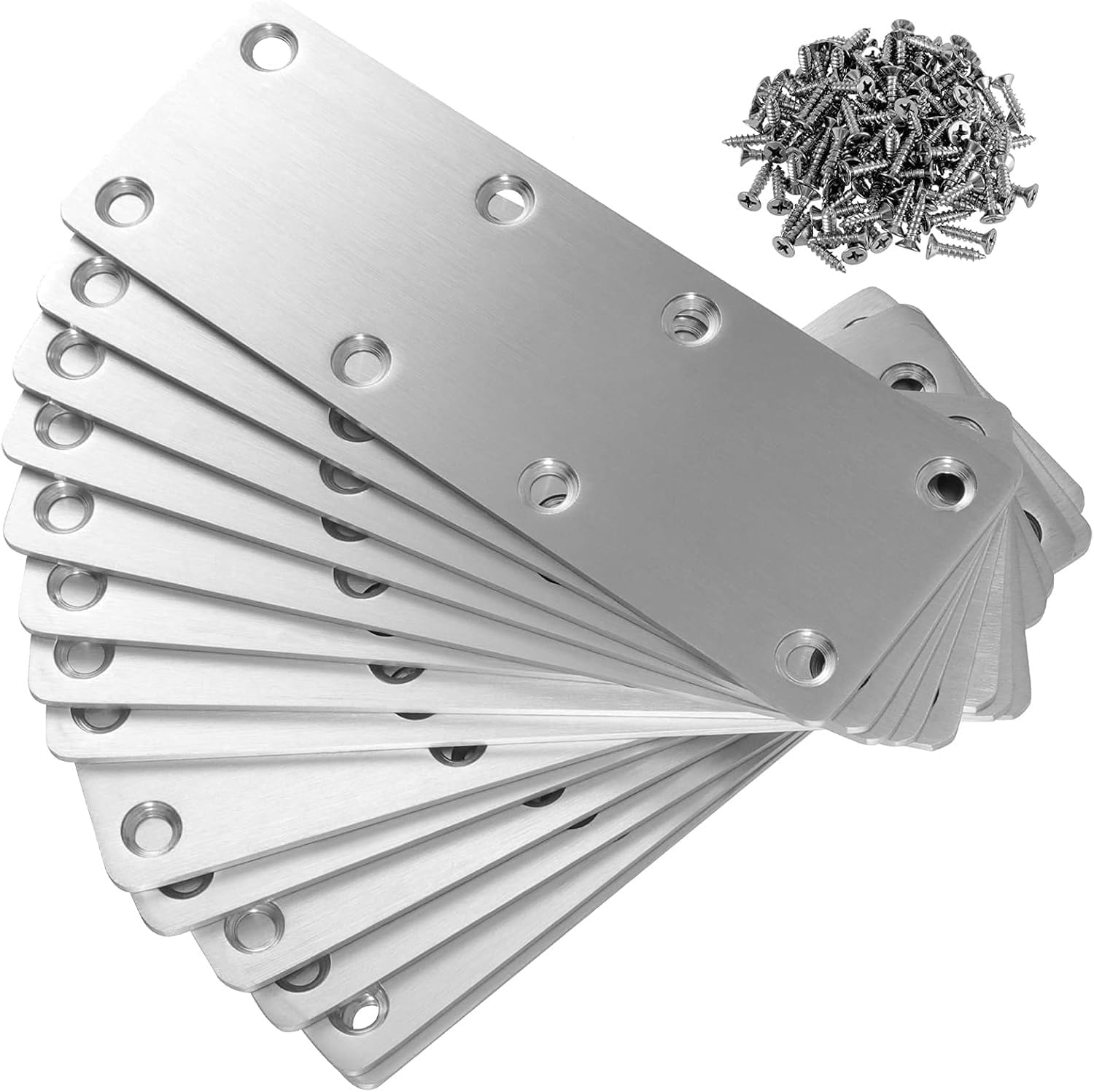 15 Pack 5-1/2X 2 Inch Flat Mending Plate for Wood, 201 Stainless Steel Heavy Dut