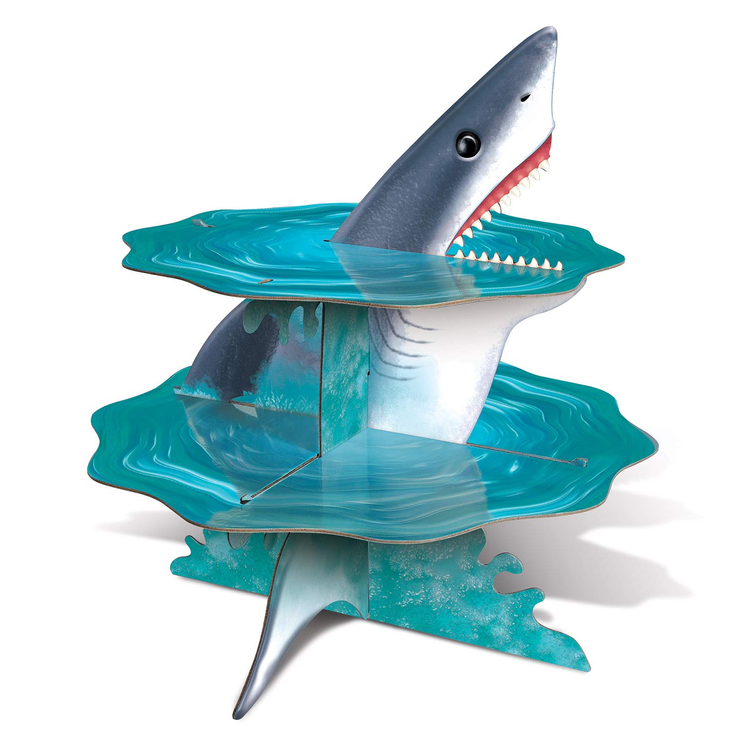 Beistle Shark Cupcake Stand Centerpiece Luau Under The Sea Party Supplies Birthday Decorations