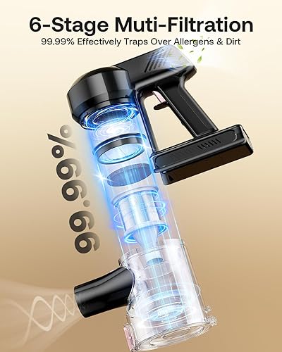 Miniatura 7 de Aspiradora inalámbrica, 40 Kpa y 45 minutos para el hogar, aspiradora ligera 8 en 1 con aspiradora inalámbrica antienredos para alfombras, azulejos,