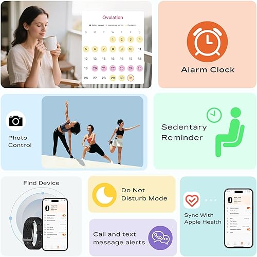 Miniatura 7 de Rastreador de actividad física para hombres y mujeres, pulsera inteligente de salud sin pantalla, sueño automático 24-H, frecuencia cardíaca,