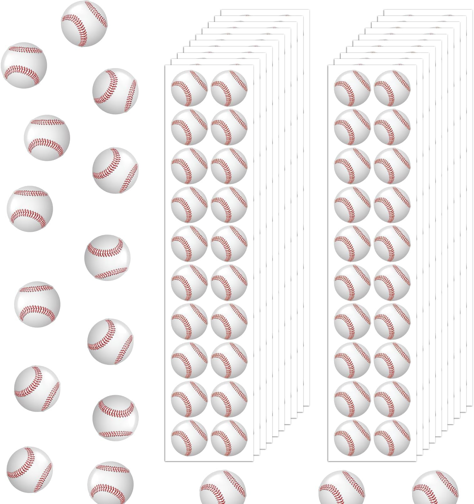 Mini Baseball Stickers – 400 Count (20 Sheets), 0.59" Small Round Sports Stickers for Kids Rewards, Classroom, Party Favors, Scrapbooking, Planners, Envelope Seals, Coaches & Parents