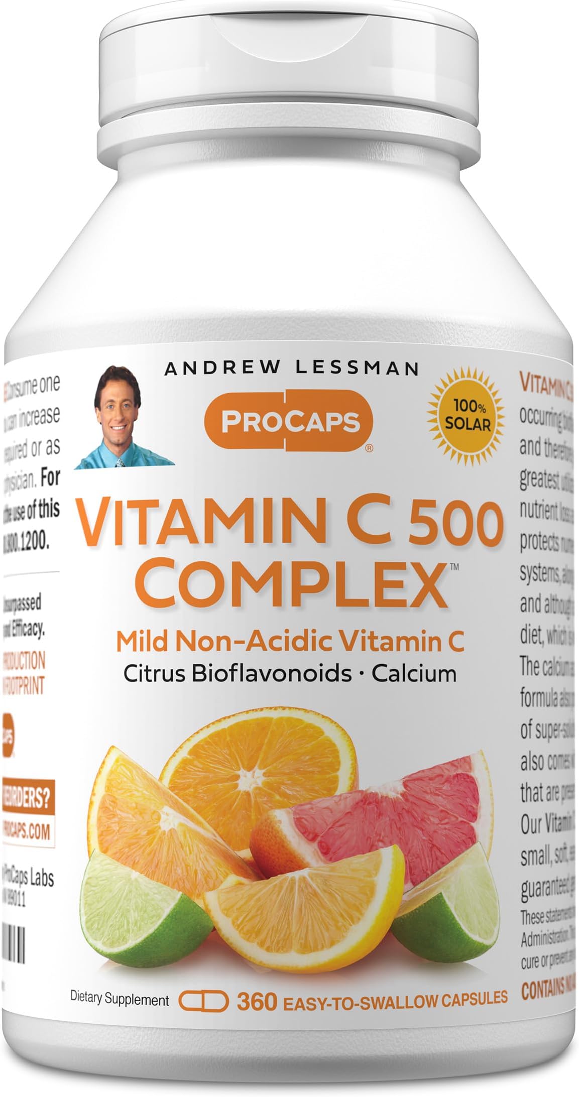 ANDREW LESSMAN Vitamin C 500 Complex 360 Capsules - Non-Acidic Vitamin C Plus Citrus Bioflavonoids for Immune System and Anti-Oxidant Support, No Stomach Upset, Small Easy to Swallow Capsules