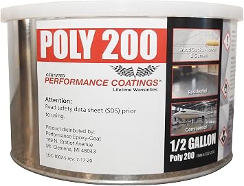 PerformanceDIY Poly 200 0.5 Gallon Clear Top Coat for Concrete & Epoxy Floors UV-Stable Polyaspartic Sealer No Mixing Abrasion Resistant Covers Up to 166 sq ft