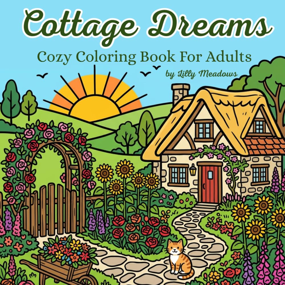 Cottage Dreams: Cozy Coloring Book for Adults - 40 Charming Scenes of Cottages, Country Life, and Peaceful Interiors for Relaxation and Stress Relief (Cozy Spaces Coloring Books)