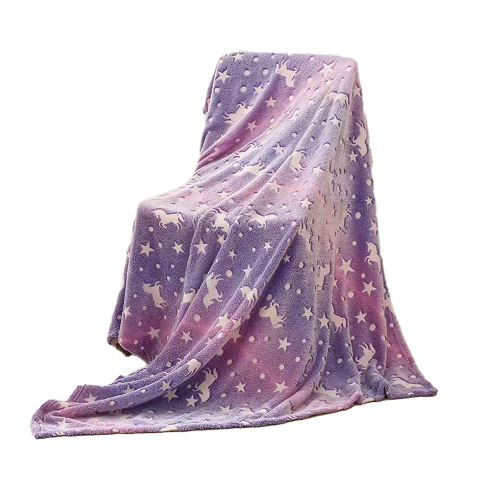Glow in The Dark Blanket 120X150CM Soft Flannel Fleece Blanket Purple Unicorn All Season B...