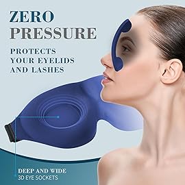 ZGGCD Sleep Mask for Side Sleeper, Light Blocking Sleeping Eye Mask for Women Men, 3D Contoured Cup Night Blindfold, Luxury Eye Cover Eyeshade with Adjustable Strap for Travel, Nap, Blue