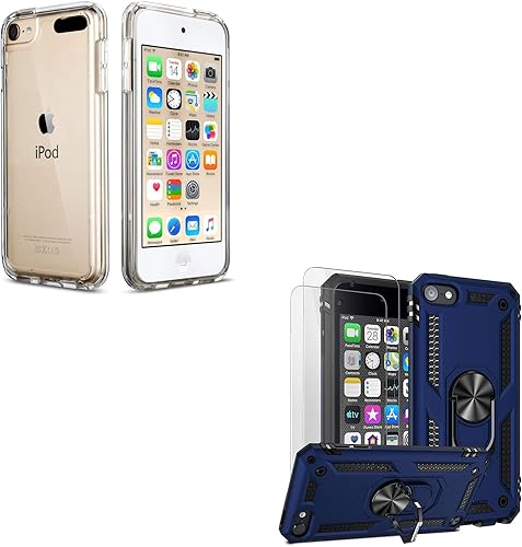 ULAK Funda transparente para iPod Touch de 7 generación y protección para iPod Touch de grado militar con protector de pantalla y soporte