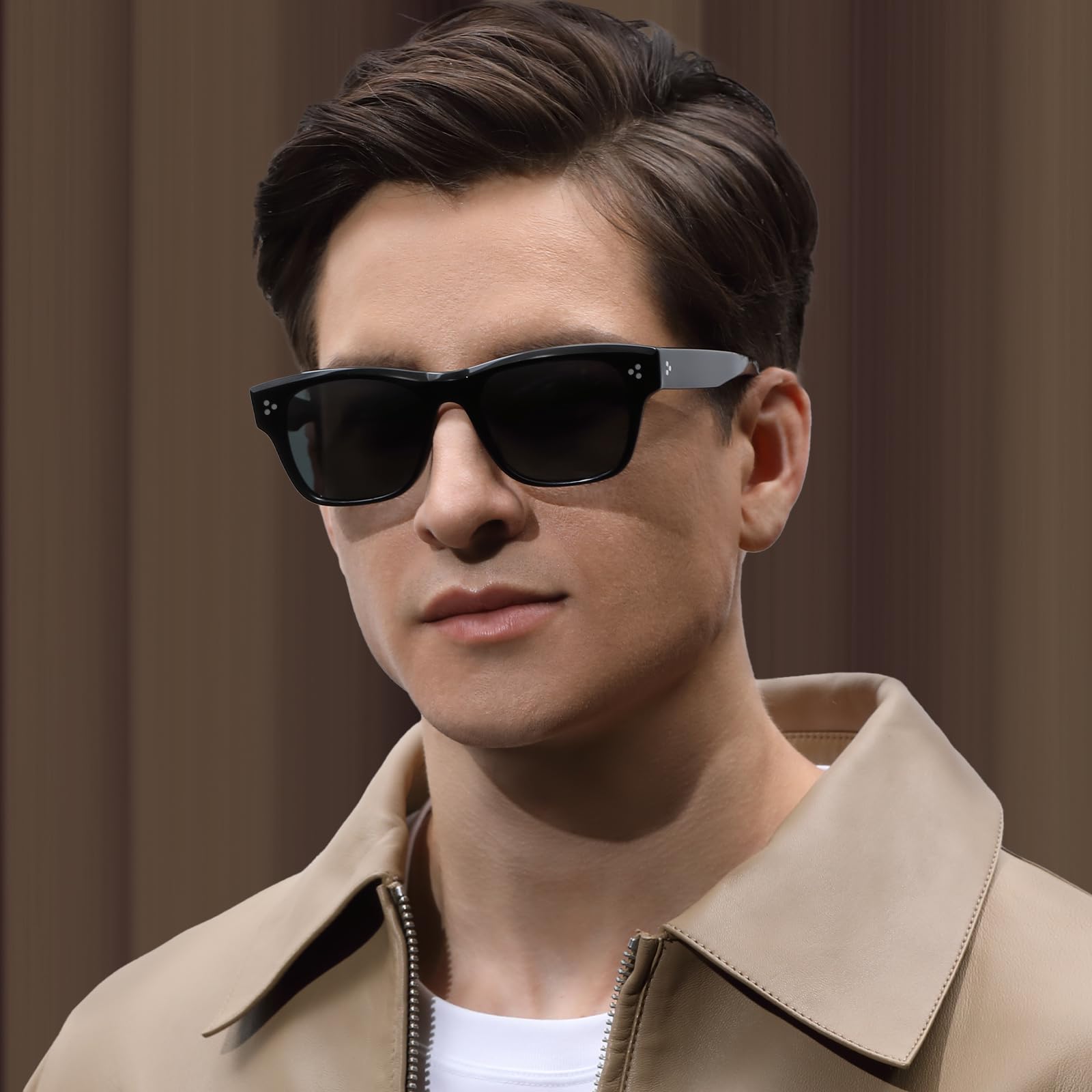 CARFIA Okulary przeciwsłoneczne dla mężczyzn Polaryzacyjne Ochrona UV400 Nowoczesne retro Acetat Kwadratowe oprawki Okulary do jazdy samochodem CA5509